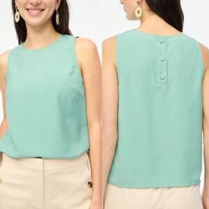 JCrew Factory Sleeveless Button-Back Shell BY429 Eucalyptus Steam Green Sz S NWT